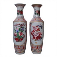 Vas Bunga Besar Jingdezhen Gaya Cina Buatan Tangan, Grosir, Motif Bunga Kekayaan Emas Berlapis Warna, Keramik untuk Rumah