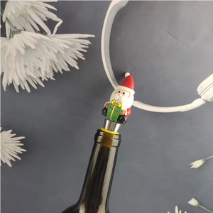 Santa Claus <b>Wine</b> Stopper Plastic Christmas Bottle Stopper Set With Cork And Opener For Holiday Party And Wedding - Product Image 3