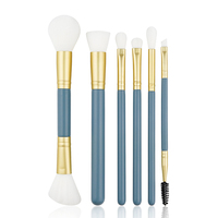 En stock : Ensemble de 6 pinceaux de maquillage de voyage, vegan, pour poudre, blush et fard à paupières, outils cosmétiques portables