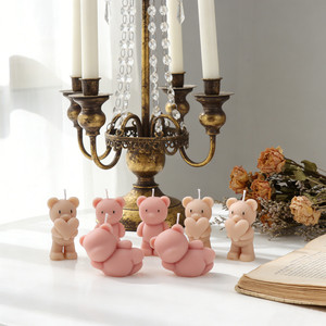 Stampo in Silicone a Forma di Orso per Candele, Orso Seduto/In Piedi con Dettagli Floreali/a <span class=keywords><strong>Cuore</strong></span>, Strumento Artigianale Fai-da-te a Tema Animale per Decorazioni Domestiche e Regali - Product Image 4