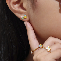 Collier, bracelet et bague unisexe pour enfants en acier inoxydable plaqué or 14 carats avec pierre naturelle de bambou, style bouddhiste Xiao Qing Xin
