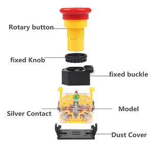 Công tắc nút nhấn khẩn cấp LA38-11DN 22mm với nút điều khiển tự khóa nhẹ chống cháy Nút dừng khẩn cấp - Product Image 5