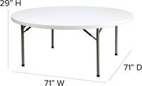 Table ronde en plastique pliable de taille personnalisée d'usine de 6 pieds pour 8-10 personnes 1 groupe