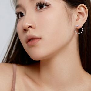 Dylam Dainty Minimalist Design Solid Sterling <b>Silver</b> Rhodium 18K Gold Plating Circle Shape 5A Cubic Zirconia Hoop <b>Stud</b> Earrings - Product Image 5