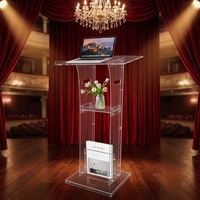 Nouveau style de podium en acrylique transparent, design durable à plusieurs niveaux pour les mariages, les églises, les réceptions, la décoration de scène