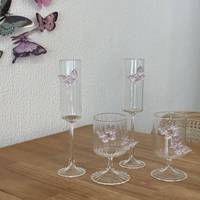 Set hittebestendige, BPA-vrije glazen mokken met schattige unisex vlinderdierenhandvatten van borosilicaatglas, geschikt voor thuis, kantoor, school en als cadeau.