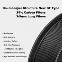 Filament de Nylon Chargé en Fibre de Carbone PA-CF 1,75 mm, Bobine de 1 KG de Filament d'Impression 3D pour Imprimantes 3D
