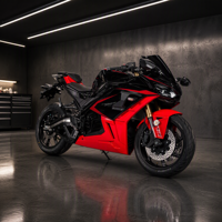 Red Black Electric Racing Motorcycle 72V Sportbike Style Mid Drive ABS, Full Fairing, 17 Inch Tires, Adult E-Moto