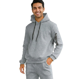 Men's Casual Cotton Track Suit with Hood Top Trending New Arrival Plain Tracksuit Customized Winter Top and Bottom Set - Product Image 1