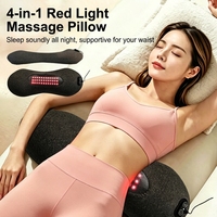 Oreiller de massage à lumière rouge, pression d'air, chauffage et vibration pour le cou et le bas du dos, soulagement des douleurs dorsales et lombaires à la maison, au bureau, en voiture et en voyage