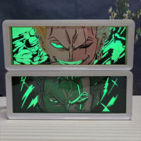 Décoration murale LED artisanale en papier découpé Attack Titan Anime avec cadre photo en plastique RGB 16 couleurs pour la maison