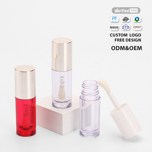 Tube de brillant à lèvres rond personnalisé de 6 ml, mignon et transparent, pour voyage, avec pinceau, contenant vide pour blush liquide et gloss. - Product Image 1