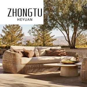 أثاث فناء فاخر من الراتان البلاستيكي للأماكن الخارجية في الهواء الطلق ، أثاث فناء خارجي مقاوم للماء ، أريكة حديقة ، حمام سباحة ، كراسي للاستلقاء تحت أشعة الشمس - Product Image 5