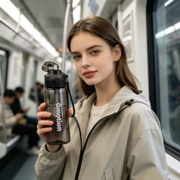 Bouteille à paille anti-fuite de qualité alimentaire, écologique et sûre, avec couvercle à ressort, idéale pour la randonnée, le camping, le sport, l'école et les voyages