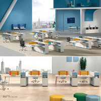 Bureau de bureau pour 8 personnes Poste de travail pour partenaire partagé Bureaux de bureau au design moderne