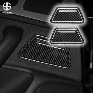 Carbon Fiber Rear Door Ashtray Panel Decoration Stickers Interior Trim for Audi A6 C7 Accessories