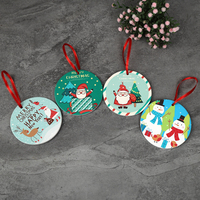 Etiquetas Colgantes Circulares Navideñas Personalizables, Impresas en UV HD, de Cerámica Moderna, Resistentes al Agua y Ecológicas, 7.6cm de Diámetro