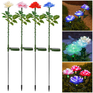Solar Garden <b>Lights</b> <b>Rose</b> Flower Led Solar Powered Outdoor Lawn Decor Water Resistant For Yard Patio Balcony Landscape Lighting - Product Image 1