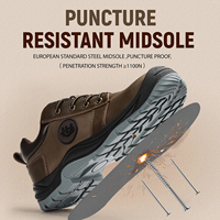 Zapatos de Seguridad de Alta Calidad, Zapatos de Seguridad Antideslizantes de Cuero Crazy Horse para Hombre, con Puntera de Acero, Protección Contra Impactos y Perforaciones