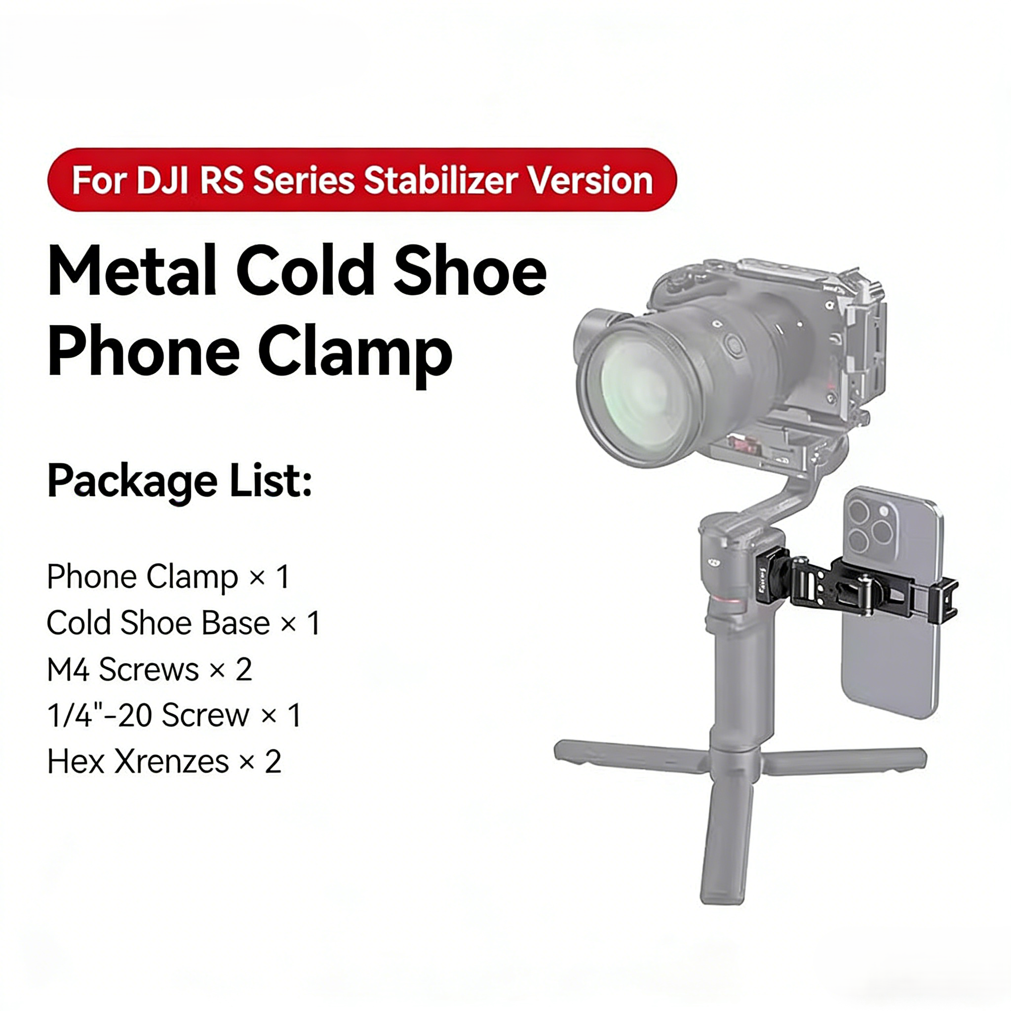 Clip de téléphone en métal avec griffe flash (pour les stabilisateurs DJI RS Series)