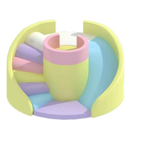 Pastel Nude Gris Blanc Équipement d'intérieur Escaliers circulaires Toboggan Équipement de jeu doux pour enfants Jeu doux pour enfant Fête d'anniversaire