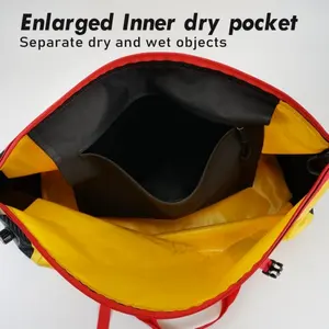 Motorcycle Dry Duffle Bag Waterproof Travel Duffel Reflective Tail Luggage Bag Yellow