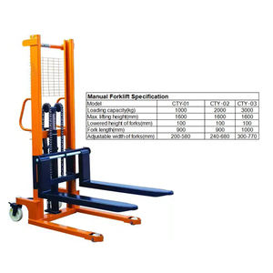 Empilhadeira manual 2ton Elevadores de paletes Elevação 1.6m Empilhador automático manual hidráulico padrão com garfos ajustáveis - Product Image 5