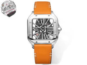 Fashion Trend Automatic Mechanical <b>Watch</b> Sapphire Crystal Mirror Five Bead Chain Stainless Steel Strap Square <b>Case</b> - Product Image 3