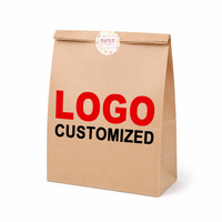 Sac en papier kraft biodégradable, résistant à la graisse, jetable, de qualité alimentaire, avec logo personnalisé imprimé, pour l'emballage de gâteaux et de pains