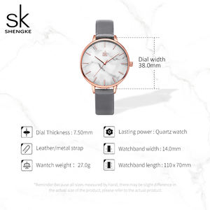 SHENGKE cadran en marbre visage Simple <span class=keywords><strong>femme</strong></span> montres-bracelets femmes Vintage PU/acier inoxydable cuir <span class=keywords><strong>montre</strong></span> à Quartz stock up - Product Image 2