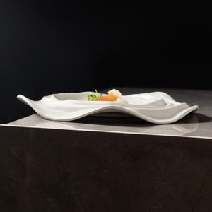 Commercial Restaurante Use Beige Blanc Céramique Creative Rock Vaisselle Porcelaine Dessert Plats Vaisselle Café Ensemble de Plats - Product Image 5