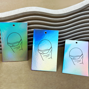 Etiqueta oscilante holográfica de arcoíris con logotipo personalizado para sellar etiquetas de papel para ropa para bolsos y zapatos - Product Image 3