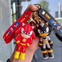 Hot Fashion Creative Anime Caractère Sonic Porte-clés En PVC Souple Porte-clés Mignon Dessin Animé 3D Figure En Caoutchouc Hérisson Animation Japonaise