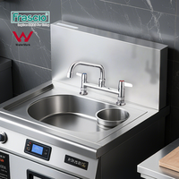 Robinet de cuisine commercial Frascio, bec pivotant, double poignée, 8 pouces, mélangeur eau chaude/froide, utilisation hôtellerie et commerce, acier inoxydable