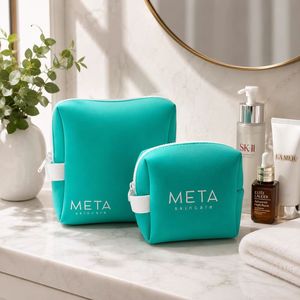 Ensemble de trousses de toilette en néoprène de couleur personnalisée, léger, résistant à l'eau, organiseur de cosmétiques, trousse à maquillage pour les voyages et les cadeaux - Product Image 1