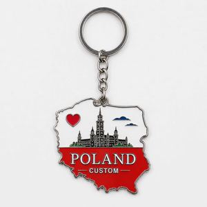 Porte-clés personnalisés en gros, pendentifs drapeau de la Pologne et monuments, design voyage Europe de l'Est, souvenir touristique - Product Image 1