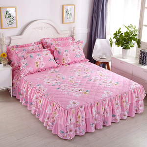 MU a buon mercato moderno a stampa floreale trapunta antiscivolo copriletto protettivo copriletto di lusso in pizzo design gonne da <span class=keywords><strong>letto</strong></span> <span class=keywords><strong>per</strong></span> camera da <span class=keywords><strong>letto</strong></span> - Product Image 3