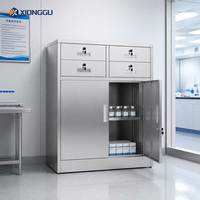 Armoire de classement en acier inoxydable avec 4 tiroirs et 2 portes verrouillables, armoire de rangement en métal pour bureau avec serrures séparées