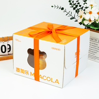 Boîte à gâteau personnalisée avec logo, en carton alimentaire avec poignée, pour mariage, banquet, anniversaire, boîte cadeau portable avec fenêtre en PET
