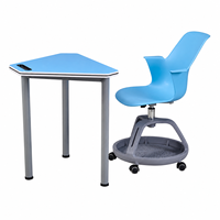 Table et chaises de classe collaborative en forme de trapèze, bureau d'élève modulaire, mobilier scolaire ergonomique et flexible pour l'apprentissage