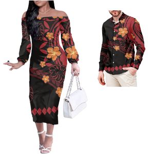 Vestido Midi <span class=keywords><strong>de</strong></span> mujer con cintura elástica con estampado polinesio Camisas <span class=keywords><strong>de</strong></span> hombre para traje <span class=keywords><strong>de</strong></span> <span class=keywords><strong>club</strong></span> <span class=keywords><strong>de</strong></span> pareja - Product Image 2