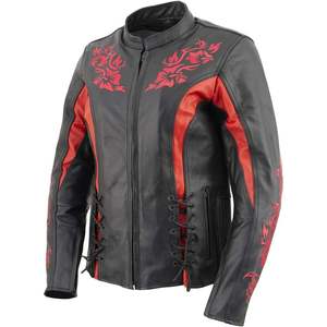 2025 cuir LKL27003 veste de protection d'armure CE brodée noire et rouge de qualité supérieure pour femme X-Large - Product Image 5