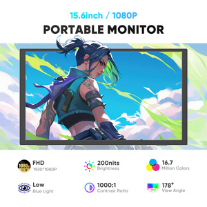 Monitor Portátil para Juegos SIBOLAN de 15.6 Pulgadas TN LED con <span class=keywords><strong>Full</strong></span> <span class=keywords><strong>HD</strong></span> <span class=keywords><strong>1920x1080</strong></span>, Frecuencia de Actualización de 60Hz, Interfaz USB y Altavoz Integrado - Product Image 2