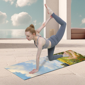 Tapis de yoga professionnel haut de gamme pour femmes - Caoutchouc naturel PU importé antidérapant 185 cm de longueur 4,5 mm Impression personnalisée du logo paysage - Product Image 1