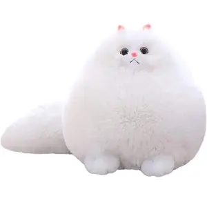 J199卸売フレンドリーなフェルトフェザーぬいぐるみビッグアイズOEMODEカスタム安い素敵なぬいぐるみ白い猫のおもちゃ