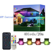 Luces Decorativas para Aleros de Techo, Nueva Tendencia, 40 LED/20 m, DC24V, Control Inteligente por Aplicación, PC+Silicona, IP67, Impermeables, para Fiestas, Hogar, Decoración Navideña