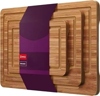 Planche à découper en bambou carbonisé bio, lot de 3, prix avantageux, personnalisable