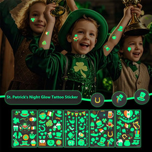 Adesivo del <span class=keywords><strong>tatuaggio</strong></span> del giorno di San Patrizio luce notturna transfrontaliera per la festa nazionale di bellezza temporanea del corpo artistico - Product Image 2
