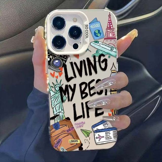 Pattern Graffiti for Apple 15 Plus Cell Phone Case iPhone 16 Pro Max Creative Telephone Cover for 14 Cartoon Wireless Shell