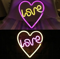 Enseigne néon LED en PVC en forme de cœur, alimentée par USB ou piles, pour décoration de mariage, décoration murale de chambre, art de fête, décoration de maison, chambre à coucher, bar, cadeaux
